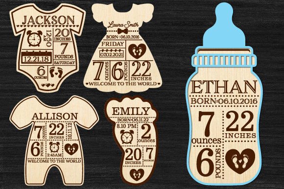 Download Birth Announcement Ornament Laser Cut - Announcement Collection