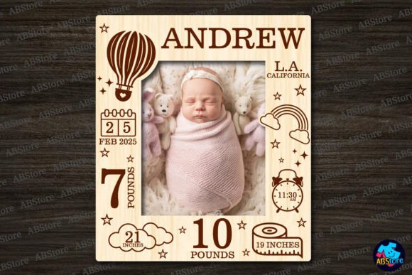 Download Baby Announcement Photo Frame Laser Cut - Announcement Collection