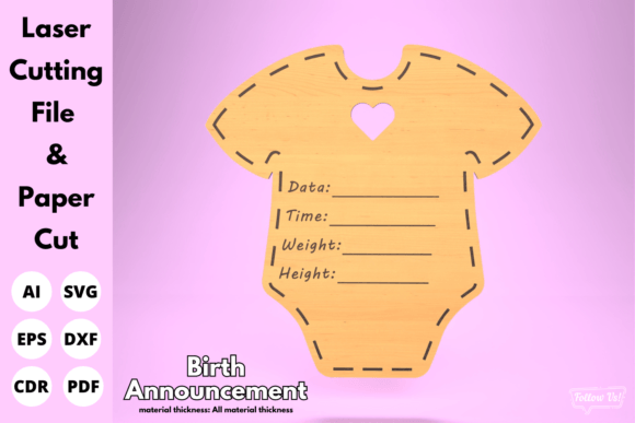 Download Birth Announcement Laser Cut Laser Cut - Announcement Collection