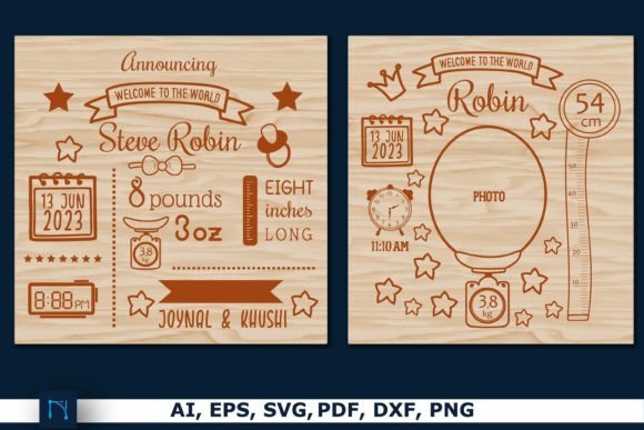 Download Baby Birth Announcement Template SVG Set - Announcement Collection